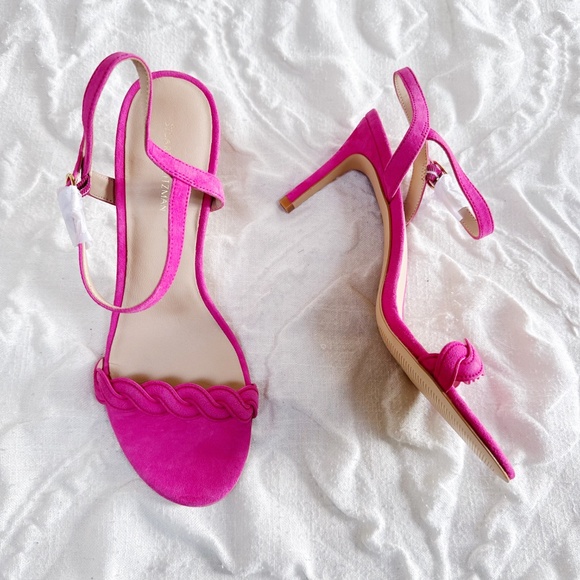 Stuart Weitzman Dancer Twistie 100 Suede Sandal In Pink Size 9 - Picture 5 of 8